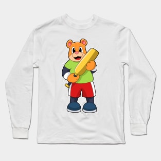 Bear at Cricket with Cricket bat Long Sleeve T-Shirt